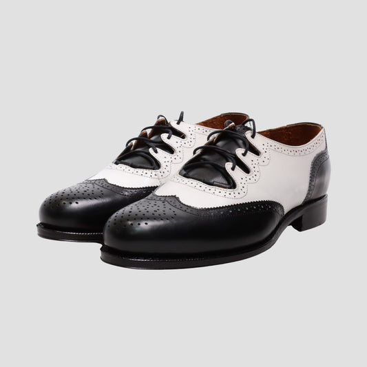 99042 / CALF / BLACK/WHITE / LEATHER SOLE / UK4.0(23.0cm)